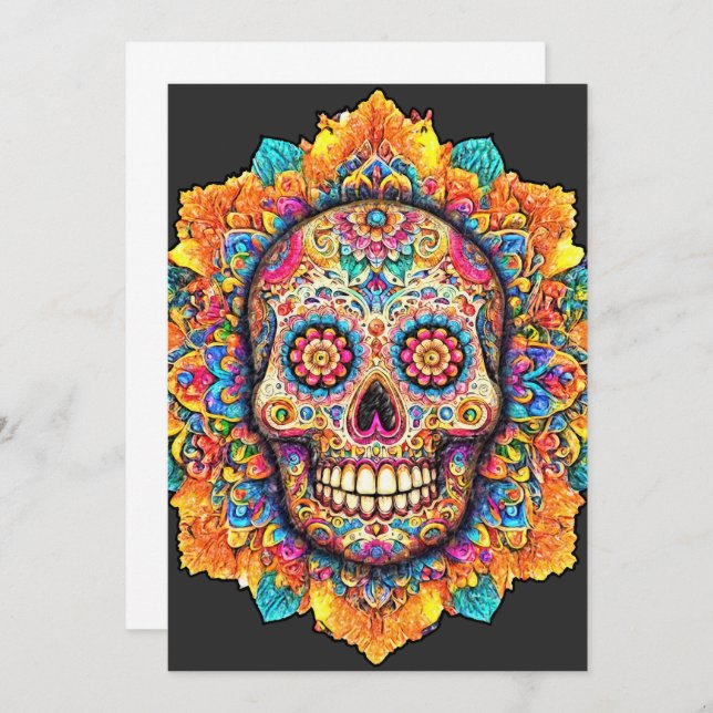 Day of the Dead Sugar Skull Invitation (Front/Back)