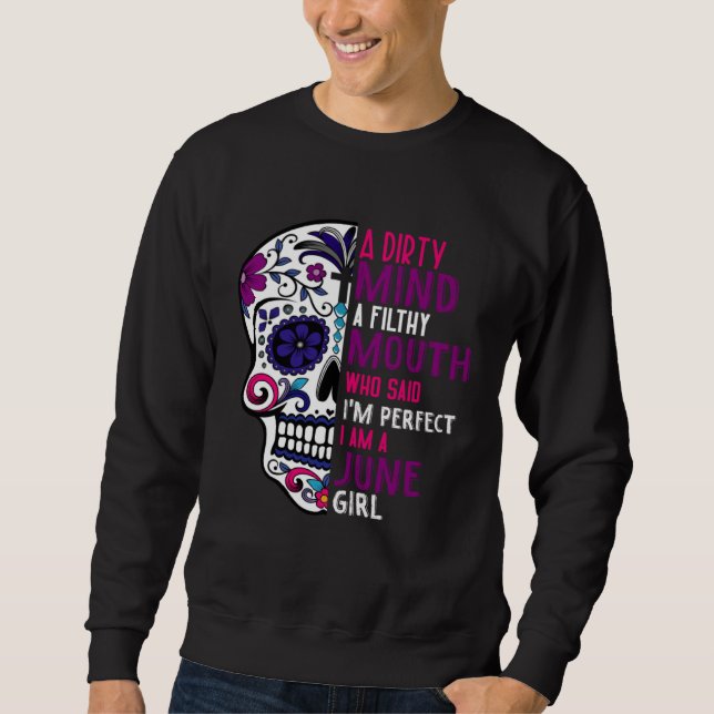 Day Of The Dead Sugar Skull  June GIrl Womens Sweatshirt (Front)