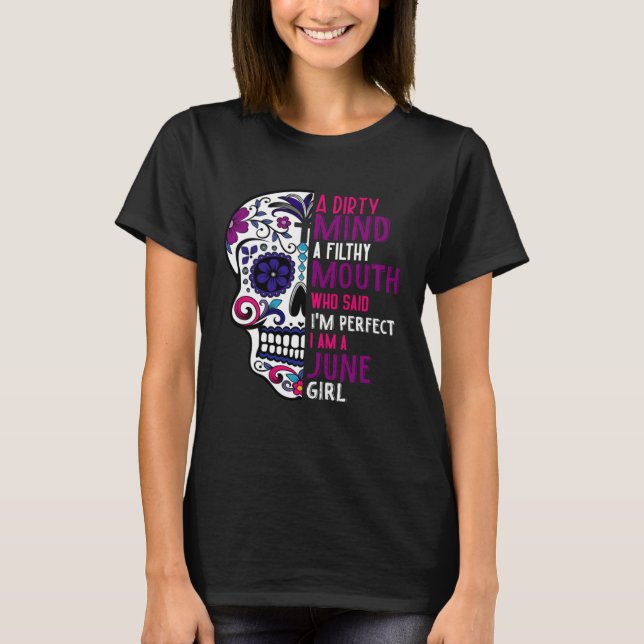 Day Of The Dead Sugar Skull  June GIrl Womens T-Shirt (Front)