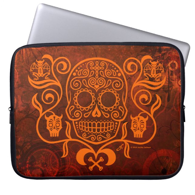 Day of the Dead Sugar Skull Laptop Sleeve (Front)