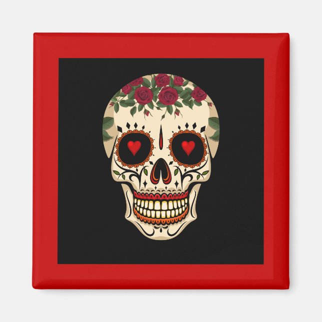 Day of the Dead Sugar Skull Magnet (Front)