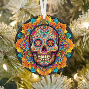 Day of the Dead Sugar Skull Metal Tree Decoration