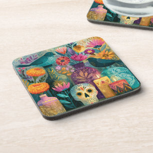 Day of the Dead Sugar Skull Ofrenda Altar Coaster