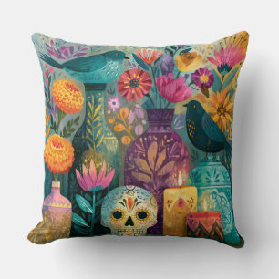 Day of the Dead Sugar Skull Ofrenda Altar Cushion