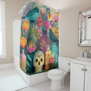 Day of the Dead Sugar Skull Ofrenda Altar Shower Curtain