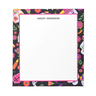 Day Of The Dead Sugar Skull Pattern Personalised Notepad