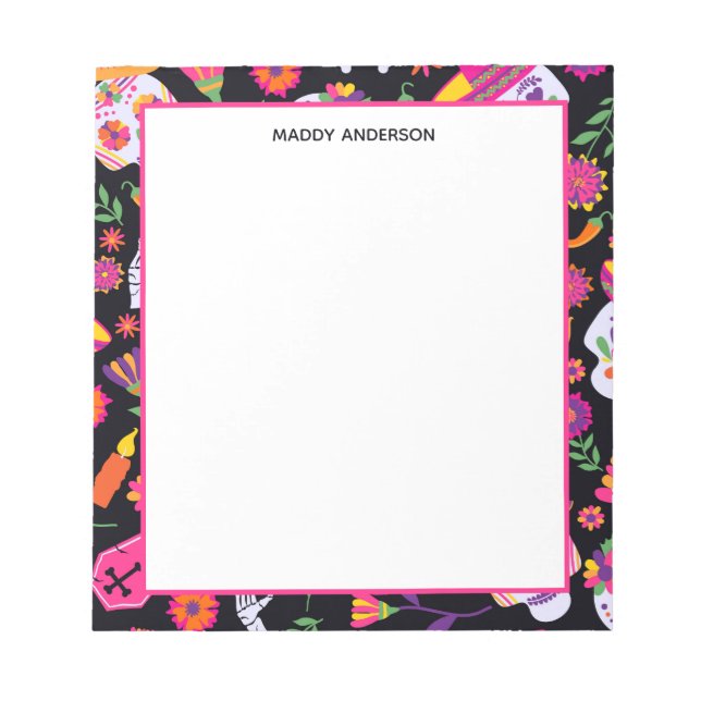Day Of The Dead Sugar Skull Pattern Personalised Notepad (Front)
