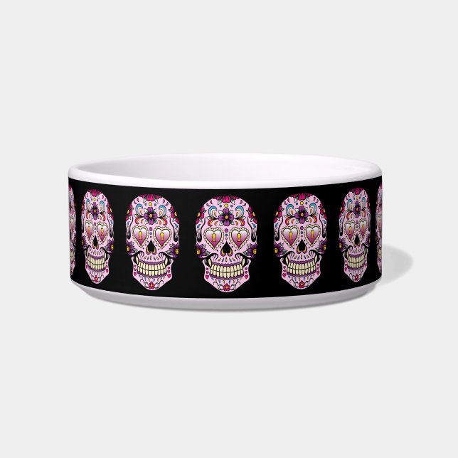 Day of the Dead Sugar Skull Pink Bowl (Front)