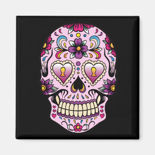 Day of the Dead Sugar Skull Pink Magnet