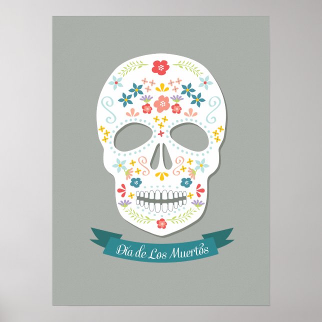 Day of the Dead Sugar Skull poster - white (Front)