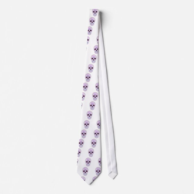 Day of the Dead Sugar Skull-Purple & Multi Fractal Tie (Front)