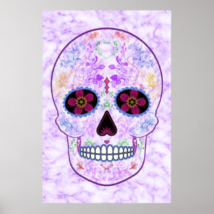 Day of the Dead Sugar Skull - Purple & Multi Poster