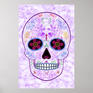 Day of the Dead Sugar Skull - Purple & Multi Poster
