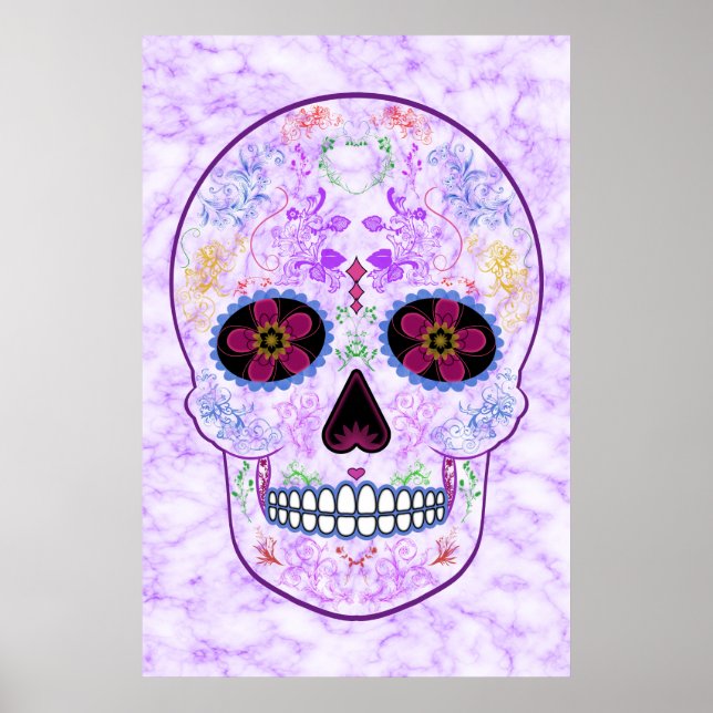 Day of the Dead Sugar Skull - Purple & Multi Poster (Front)