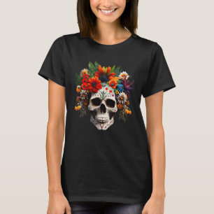 Day of the Dead Sugar Skull Roses  T-Shirt