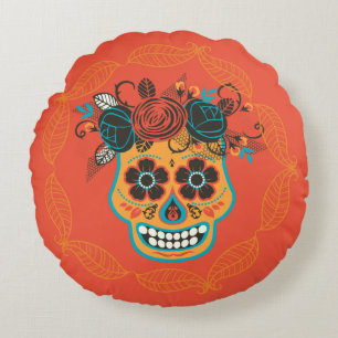 Day of the Dead Sugar Skull Round Cushion