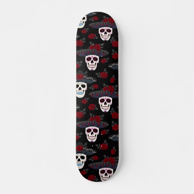 Day Of The Dead Sugar Skull Skateboard (Front)