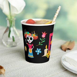 Day of The Dead Sugar Skull Skeletons Paper Cups