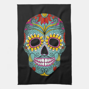 Day of the Dead Sugar Skull Tea Towel