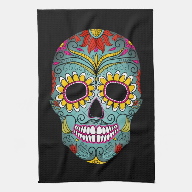 Day of the Dead Sugar Skull Tea Towel (Vertical)