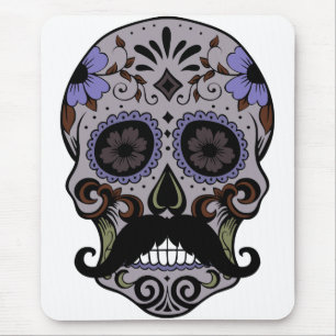 Day of the Dead Sugar Skull w/Moustache Mouse Pad