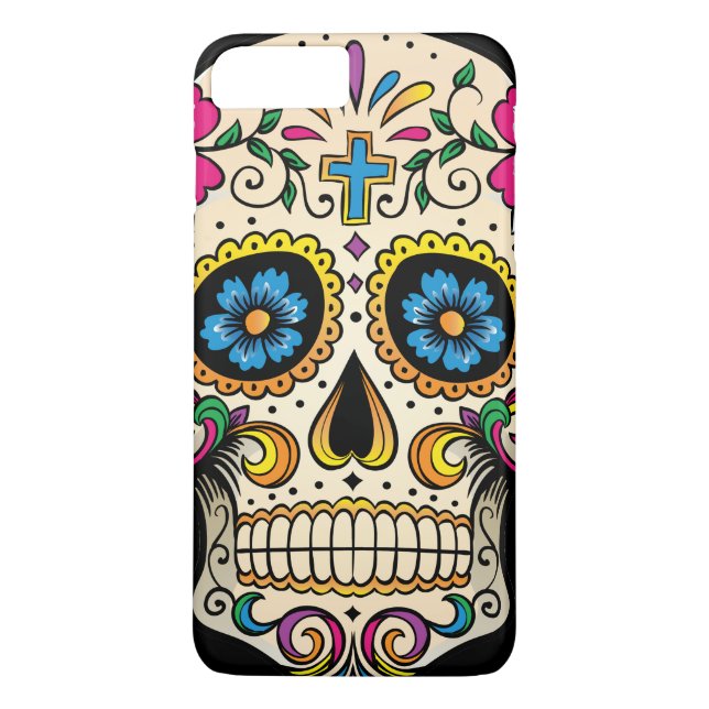 Day of the Dead Sugar Skull with Cross Case-Mate iPhone Case (Back)