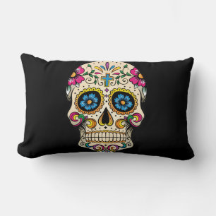 Day of the Dead Sugar Skull with Cross Pillow