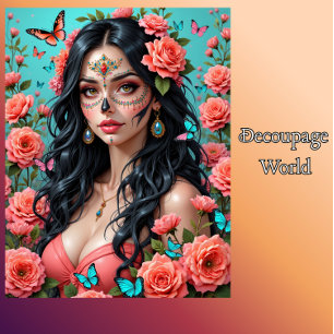 Day of the Dead Sugar Skull Woman Tissue Paper