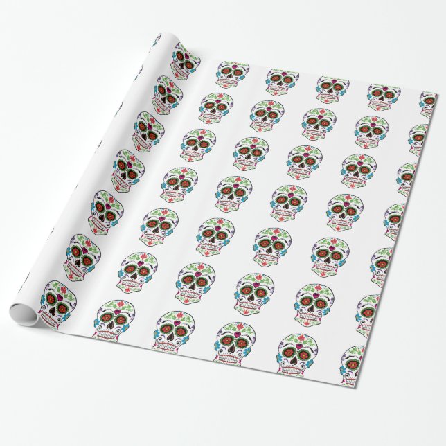 DAY OF THE DEAD SUGAR SKULL WRAPPING PAPER (Unrolled)