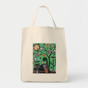 Day Of The Dead, Sugar Skulls, Black Cat, By Lori Tote Bag