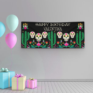 Day of the Dead Sugar Skulls Happy Birthday Banner