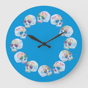 Day Of The Dead Sugar Skulls Large Clock