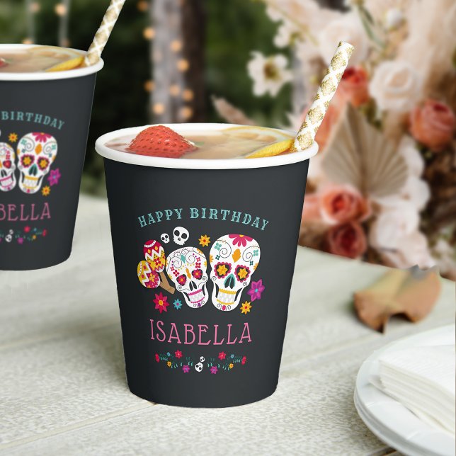 Day of the Dead Sugar Skulls Personalised Birthday Paper Cups (Creator Uploaded)