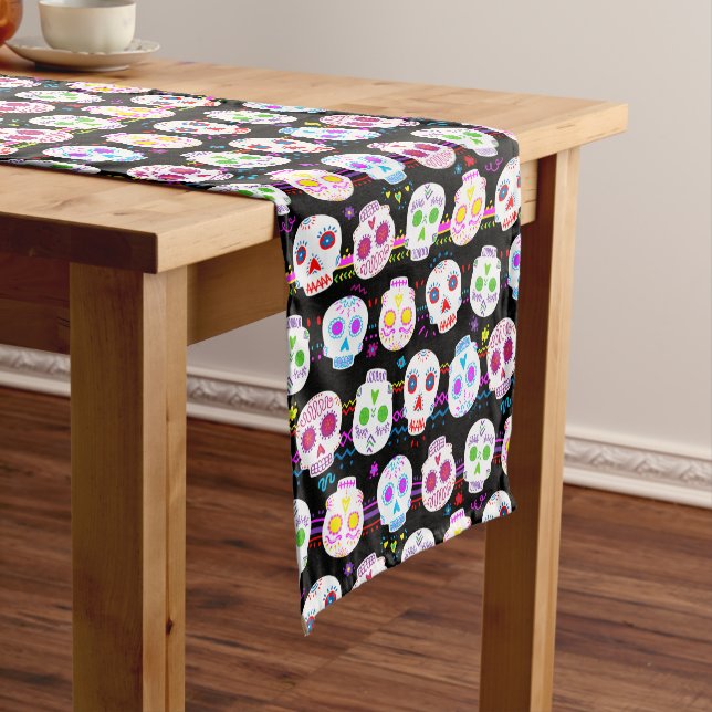 Day Of The Dead Sugar Skulls Short Table Runner (In Situ)