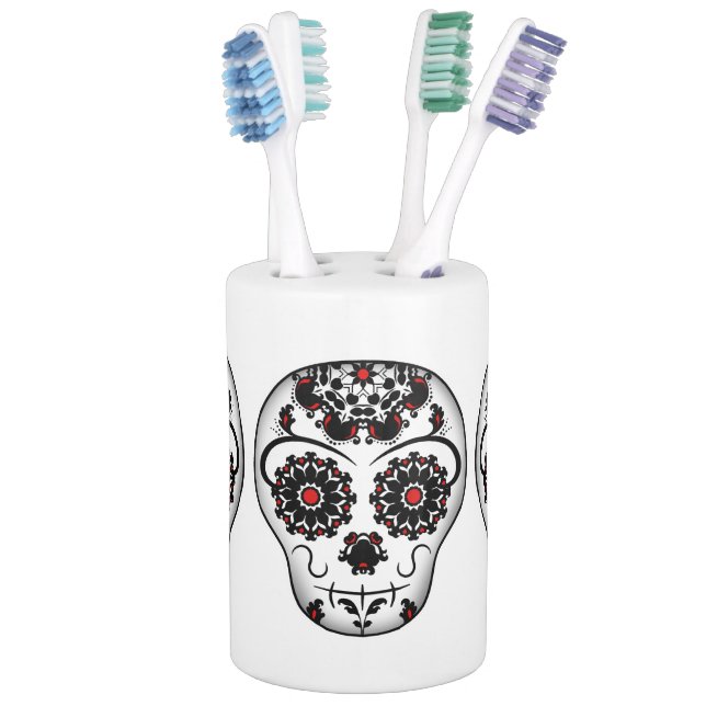 Day of the Dead sugar skulls Soap Dispenser And Toothbrush Holder (In Situ)