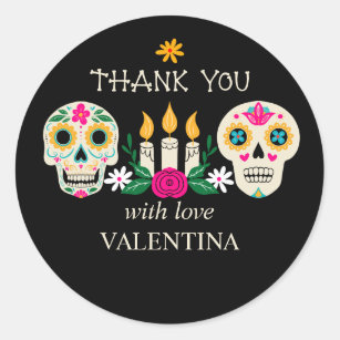 Day of the Dead Sugar Skulls Thank You Sticker