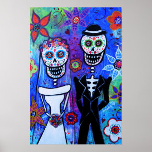 Day of the Dead Te Amo Wedding Couple Poster