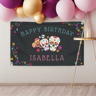 Day of the Dead Theme Personalised Birthday Party Banner