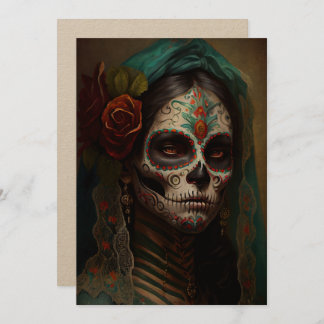 Day of the dead V3-Women Oil paint  Invitations 