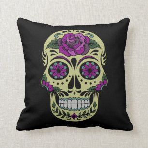 Day of the Dead with Purple Rose Cushion