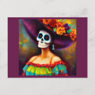 Day of the Dead Woman 4 Holiday Postcard