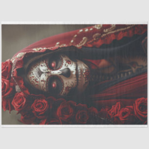Day of the Dead Woman in Costume Decoupage Tissue Paper