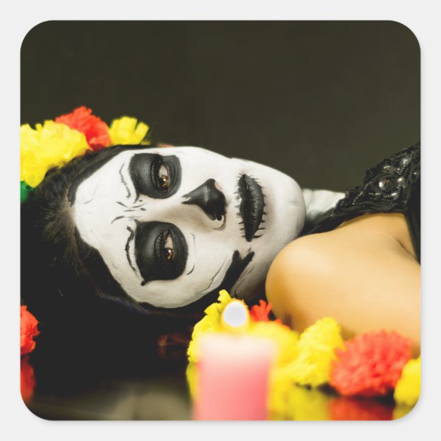DAY OF THE DEAD WOMEN SQUARE STICKER (Front)