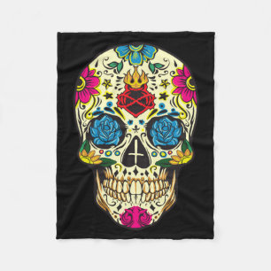 Day Of The Government Agencyd Flower Sugar Skull Fleece Blanket