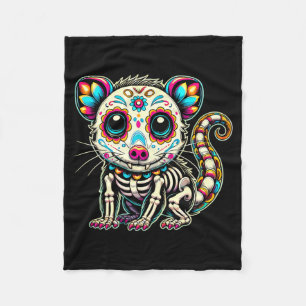 Day Of The Government Agencyd Opossum Sugar Skull Fleece Blanket