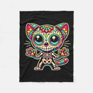 Day Of The Government Agencyd Sugar Skull Cat Día Fleece Blanket