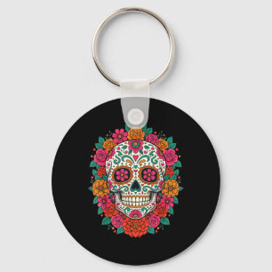 Day Of The Government Agencyd Sugar Skull Floral Key Ring