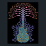 Day of the Guitree Poster<br><div class="desc">An electric guitar/tree hybrid with Day of the Dead sugar skull swirlies. Multicolor graphic art on t-shirts,  hoodies,  cards,  gifts.</div>