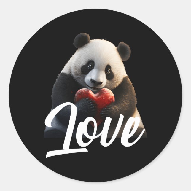 Day Panda Panda Love He Classic Round Sticker (Front)