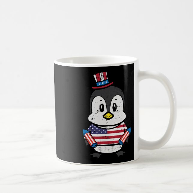 Day Penguin 4th July America Toddler Boys Kids  Coffee Mug (Right)